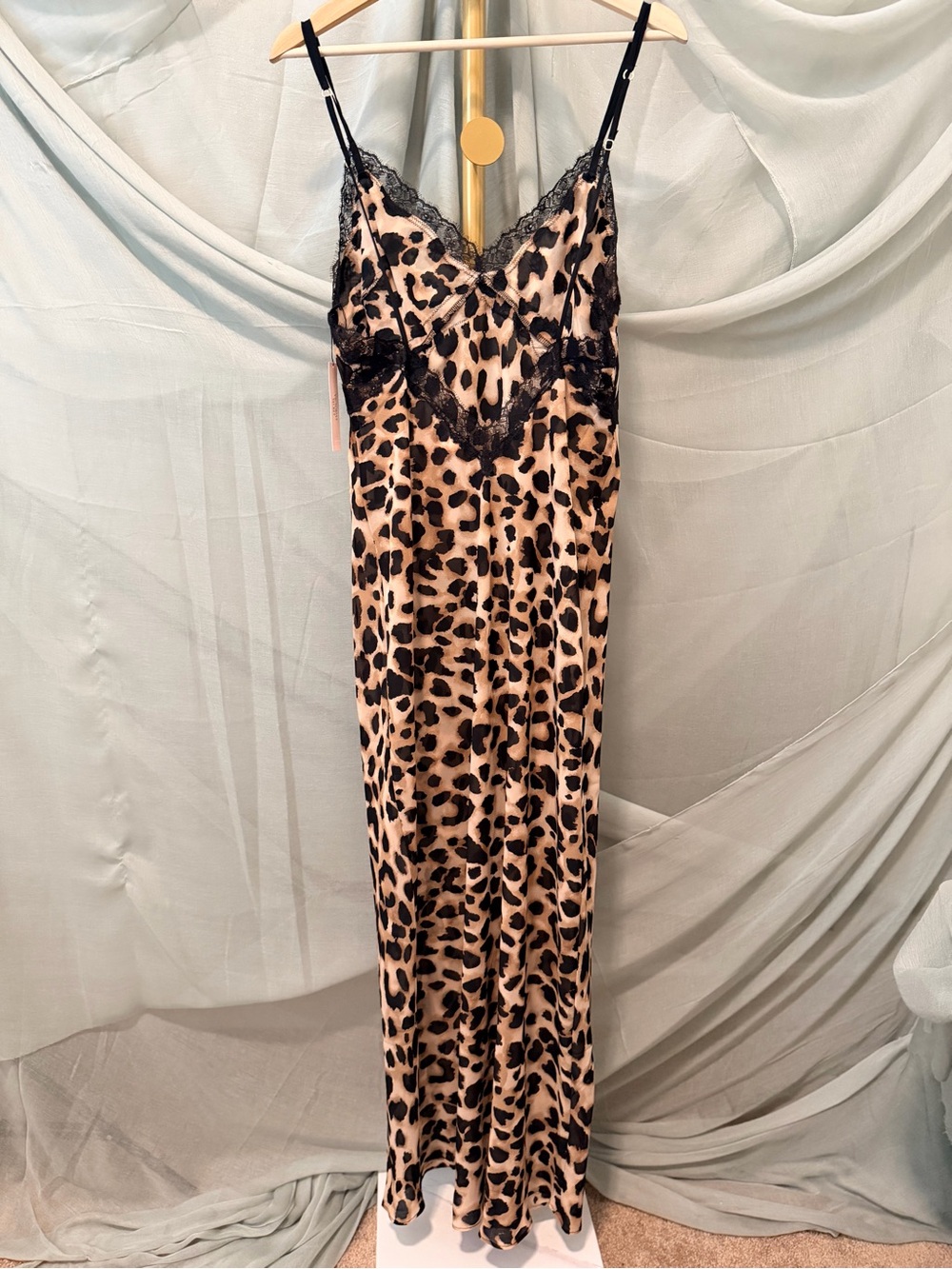 Victoria's Secret Leopard-Print Maxi Slip Dress with Black Lace - Picture 4 of 6